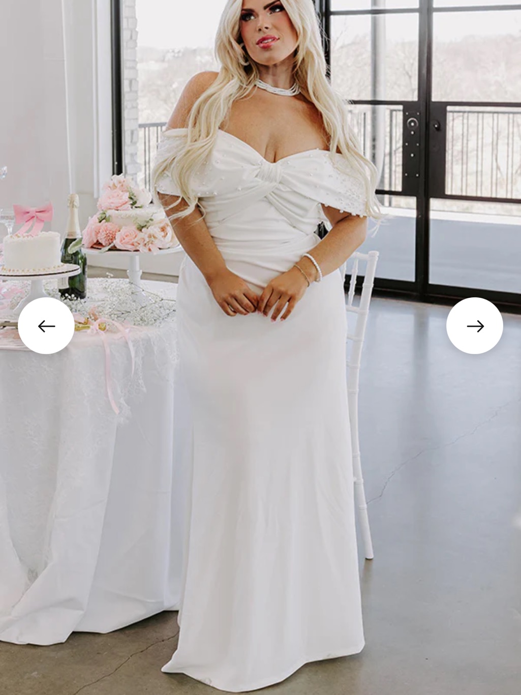 Impressions White Off-Shoulder Bridal Gown With Twist Bodice